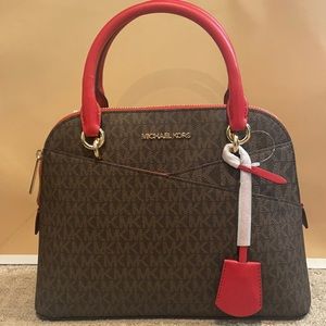 ⭐️SALE⭐️Michael Kors Ket Set Flame Medium Dome Satchel with